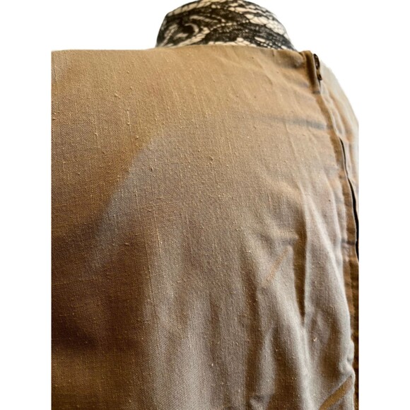 Vintage Style 90s Handmade Pinafore Dress Brown‎ Painted Tulips Cottagecore L - Picture 4 of 15